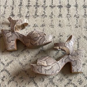 Snakeskin block wedge heels